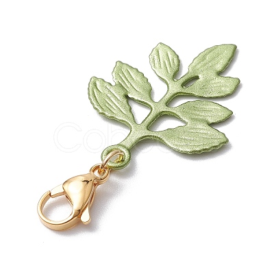 Painting Alloy Leaf Pendant Decorations HJEW-JM01873-1