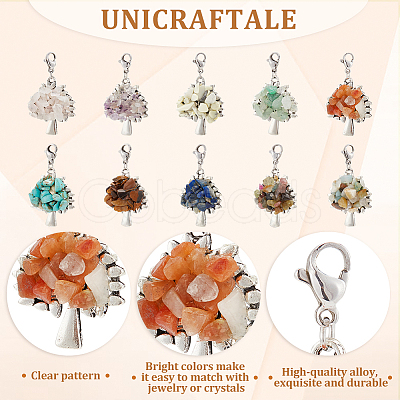 Unicraftale 4 Sets 10 Styles Mixed Stone Chip Beads Pendant Decorations Sets HJEW-UN0001-13-1