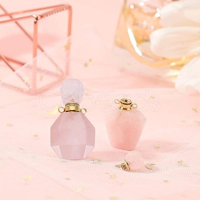 NBEADS Faceted Natural Gemstone Openable Perfume Bottle Pendants AJEW-NB0002-09-1