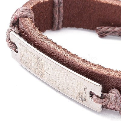 Leather Cord Bracelet for Men Women BJEW-C005-01B-1