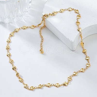 Simple Alloy Heart Link Chain Necklaces for Women NJEW-K384-05KCG-1