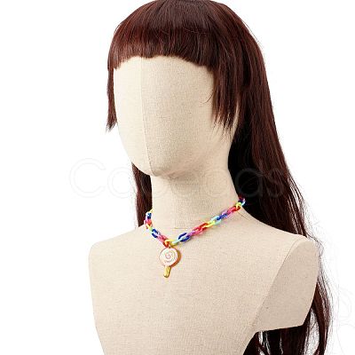 Lovely Opaque Acrylic Pendant Necklace for Teen Girl Women NJEW-JN03752-1