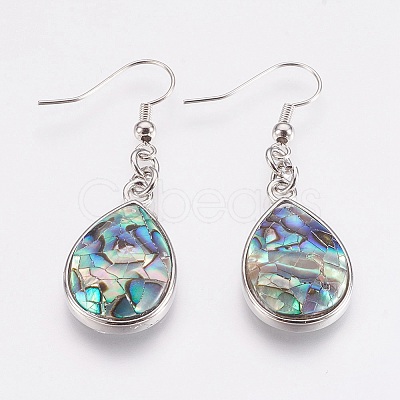 Natural Abalone Shell/Paua Shell Dangle Earrings X-EJEW-F158-A02-1