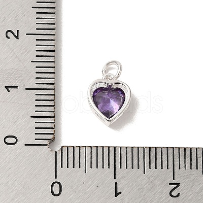 925 Sterling Silver Cubic Zirconia Heart Charms with Jump Rings FIND-U013-10S-06-1