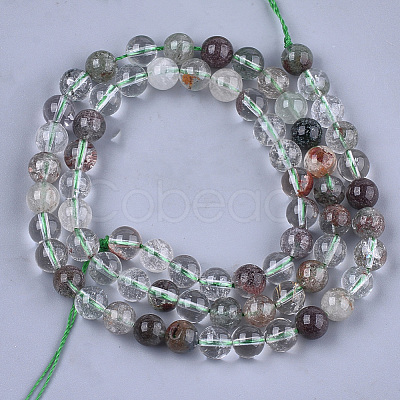 Natural Green Lodolite Quartz/Garden Quartz Beads Strands G-S333-8mm-036-1