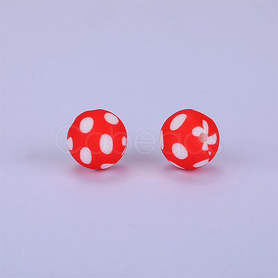 Printed Round Silicone Focal Beads SI-JX0056A-46-1