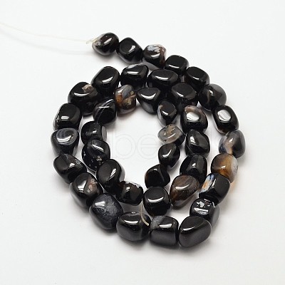 Dyed Natural Black Agate Nuggets Beads Strands G-P092-33-1