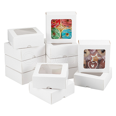 Square Paper Storage Gift Boxes with Clear Visible Window CON-WH0095-64A-1