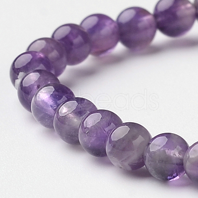 Natural Amethyst Round Bead Stretch Bracelets X-BJEW-L594-B08-1