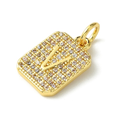 Rack Plating Brass Micro Pave Clear Cubic Zirconia Charms KK-G501-01V-G-1