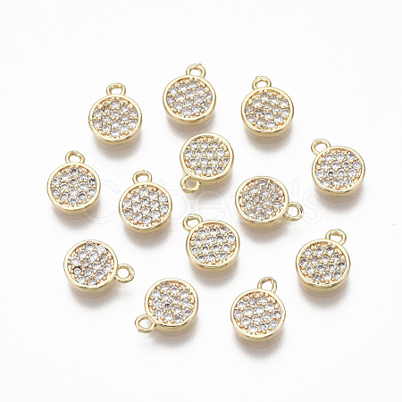 Brass Micro Pave Clear Cubic Zirconia Charms X-KK-R134-015-NF-1