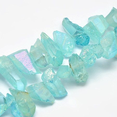 Electroplated Natural Quartz Crystal Beads Strands G-UK0018-02A-1