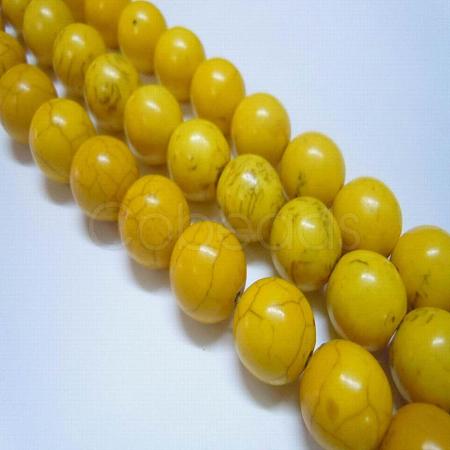 1 Strand Dyed Gold Round Synthetic Turquoise Beads Strands X-TURQ-G106-6mm-02I-1