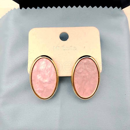 Oval Pink Shell Stud Earrings for Women ZF2486-1-1