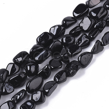 Natural Black Tourmaline  Beads Strands X-G-S363-027-1