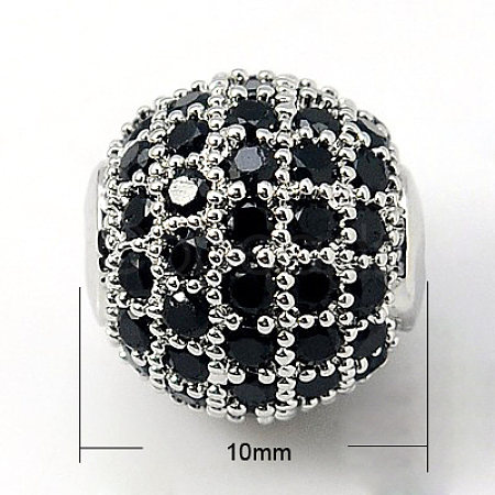 Brass Cubic Zirconia Beads ZIRC-D009-02P-1