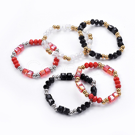 Glass Beads Stretch Bracelets BJEW-L640-04G-1
