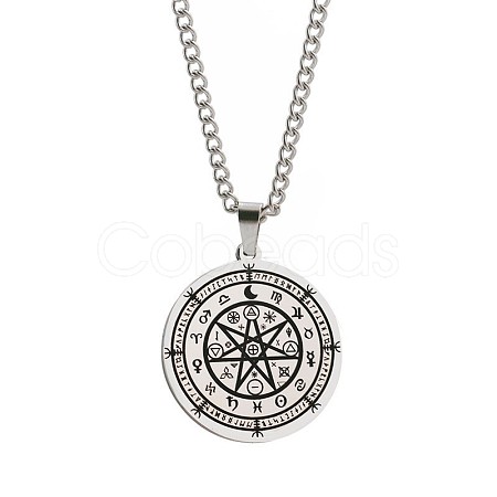 Non-Tarnish Stainless Steel 12 Constellation Moon Time Turner Pendant Twisted Chain Necklaces for Men IE4017-2-1