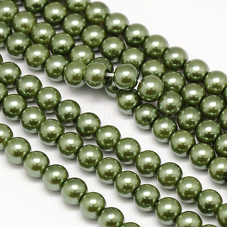 Eco-Friendly Dyed Glass Pearl Round Bead Strands X-HY-A002-10mm-RB025-1