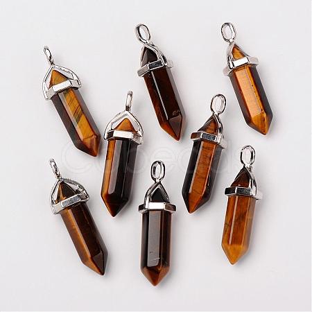 Natural Tiger Eye Double Terminated Pointed Pendants G-F295-05B-1