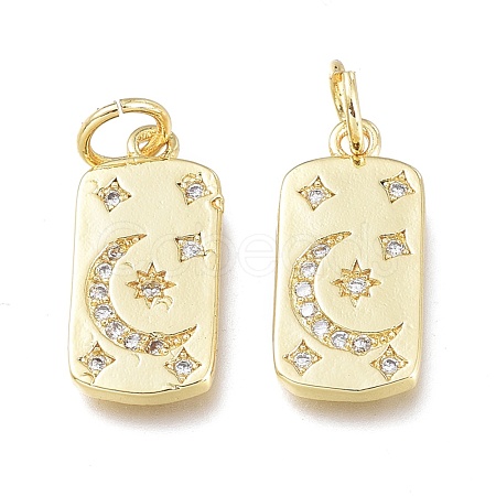 Brass Micro Pave Clear Cubic Zirconia Charms ZIRC-L076-054G-1