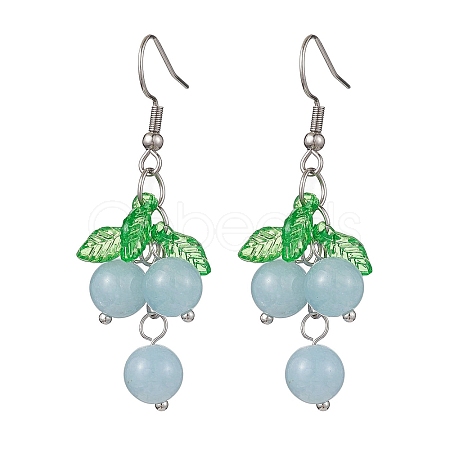 Dyed Natural Quartz Grapes Dangle Earrings EJEW-JE05690-03-1