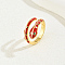 Brass Cubic Zirconia Snake Rings for Women, Enamel Cuff Rings, Red, Inner Diameter: 16~18mm