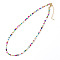 Colorful Glass Beaded Necklaces Sweet Cute Girl Style Collarbone Chain Accessory, 16.54 inch(42cm)