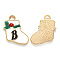 Alloy Enamel Pendants, for Christmas, Christmas Sock with Letter B, Light Gold, White, 19x15x2mm, Hole: 2mm