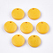 Painted Wood Charms, Flat Round, Gold, 15x4mm, Hole: 1.8mm