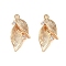 Brass Pendants with Clear Glass Rhinestone, Leaf, Real 18K Gold Plated, 18x9x4mm, Hole: 1mm