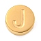 Ion Plating(IP) 304 Stainless Steel Beads, Flat Round with Letter, Golden, Letter J, 8x3mm, Hole: 1.6mm