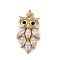 Brass Micro Pave Clear Cubic Zirconia Pendants, Owl, Real 18K Gold Plated, 15x8.5x4.1mm, Hole: 3mm