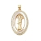 Brass Micro Pave Clear Cubic Zirconia Pendants, with Shell, Oval with Jesus, Real 18K Gold Plated, 32.5x20.5x3mm, Hole: 4x3.5mm