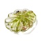 Luminous Handmade Gold Sand Lampwork Beads, Glow in the Dark, Flower, Yellow Green, 26~29.5x22.5~26x10.5~11.5mm, Hole: 1.4~2mm