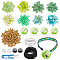 Nbeads DIY Tile Bracelet Making Kit, Including Glass Seed & Resin Flat Round Beads, Polyester Bobbin Thread, Scissors, Green