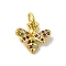 Real 18K Gold Plated Brass Pave Cubic Zirconia Pendants, with Jump Rings, Butterfly, Colorful, 12.5x12x3.5mm, Hole: 3mm