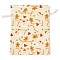 Christmas Theme Cloth Printed Storage Bags, Drawstring Bags, Rectangle, Beige, 20x15x0.4cm