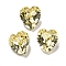 Glass Rhinestone Cabochons, Flat Back & Back Plated, Faceted, Heart, Jonquil, 6.5x6x4mm