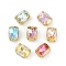 Brass Glass Rhinestone Sew on Rhinestones, Rectangle, Faceted, Mixed Color, Golden, 8x6x5mm, Hole: 0.8mm