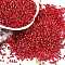 Baking Paint Silver Lined Glass Seed Beads, Cylinder, Dark Red, 1.6x1.3mm, Hole: 0.8mm, about 60000pcs/pound