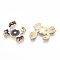 Printed Alloy Pendants, Light Gold, Crab Charms, Floral White, 19.5x20x1.5mm, Hole: 0.6mm