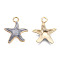 Alloy Pendants, with Enamel, Starfish, Light Gold, Light Grey, 20x18x3mm, Hole: 2.5mm