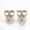 Brass Cubic Zirconia Charms KK-T050-06G-02-NF-1