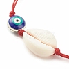 Acrylic Shell & Enamel Evil Eye Braided Bead Bracelet BJEW-JB08130-01-4