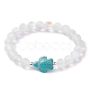3Pcs Beach Dolphin & Turtle & Starfish Dyed Synthetic Turquoise Bead Bracelets BJEW-JB10252-3