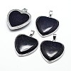 Heart Platinum Plated Brass Natural & Synthetic Mixed Stone Pendants G-F228-10-RS-2