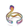 Rainbow Color Ion Plating(IP) 304 Stainless Steel Snake Chunky Open Cuff Ring for Women RJEW-A005-38MC-3