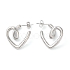 304 Stainless Steel Heart Stud Earrings EJEW-K244-43P-1