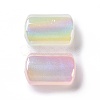 UV Plating Rainbow Iridescent Luminous Acrylic Beads X-OACR-E010-09-2